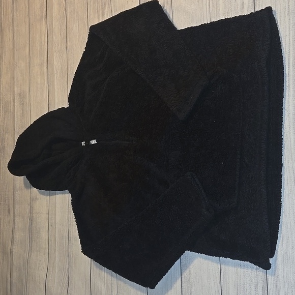 PINK Women's Quarter Zip Pullover Teddy Sweater Black Size L - Picture 1 of 8